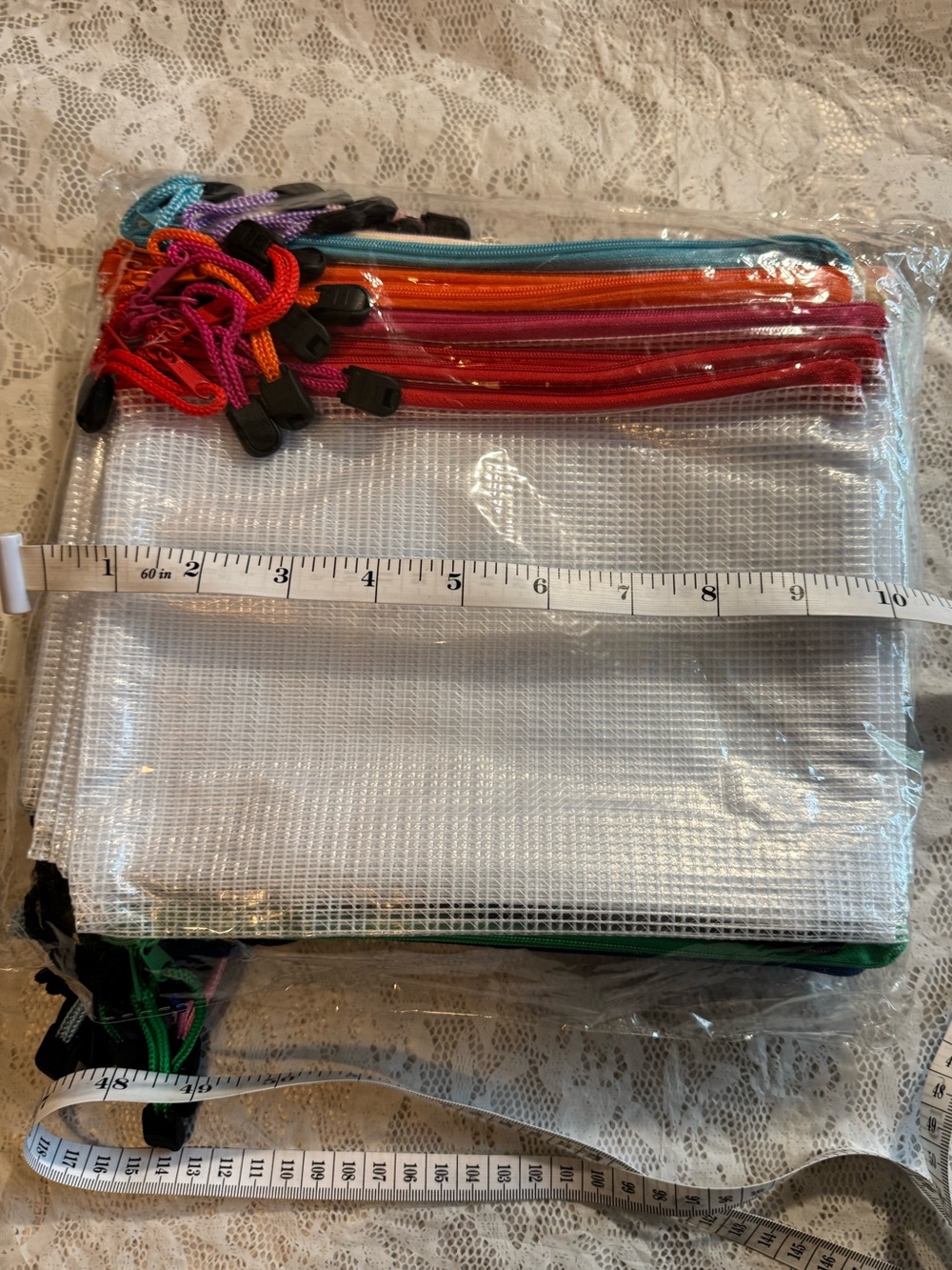 Brand new -  Mesh Zipper Pouches with Multicolor Zippers -